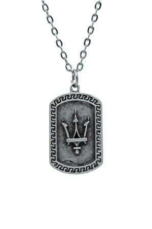 Poseidon - Mızrak  Zincir Kolye - Gümüş Kaplama - Erkek Kadın Kolye - Kod:1598