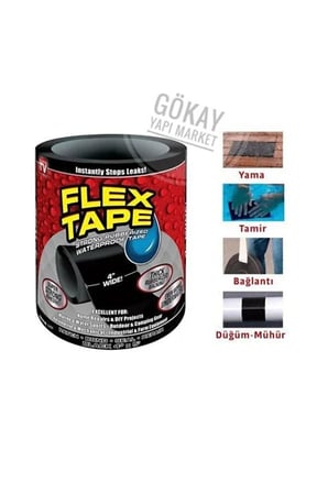 Flex Tape Su Sızdırmaz Bant Yama Bandı Suya Yalıtım Kauçuk Astarlı Delik Akıntı Sızıntı Tamir Seti