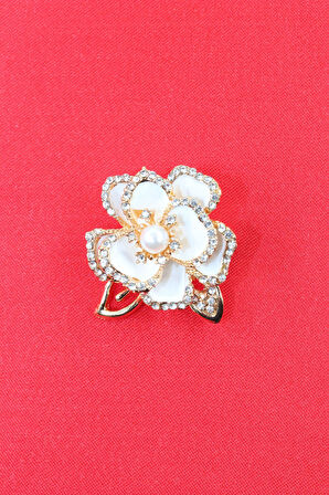 Sedef çiçeği broş. Yaka iğnesi broş. Taşlı tasarım sedef çiçeği broş. Kadın broş. Broş.