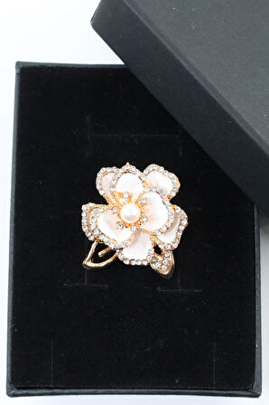 Sedef çiçeği broş. Yaka iğnesi broş. Taşlı tasarım sedef çiçeği broş. Kadın broş. Broş.
