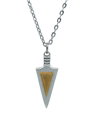 Ok Ucu Üçgen  Zincir Kolye - Gümüş Kaplama - Erkek Kadın Kolye - Kod:1599