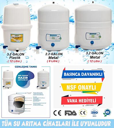 Sulook Su Arıtma Cihazı Tankı 3.2 Galon Metal (12 Litre)