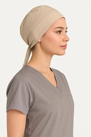 Unisex Düz Bej Cerrahi Doktor Hemşire Hastane Aşçı Saç Bonesi