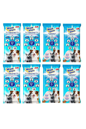 Bio PetActive Wash Gloves + Wash Wipes Karma 8 Li Paket