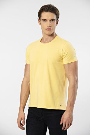 Cacharel Erkek Bisiklet Yaka Likralı T-shirt 1331/Sarı