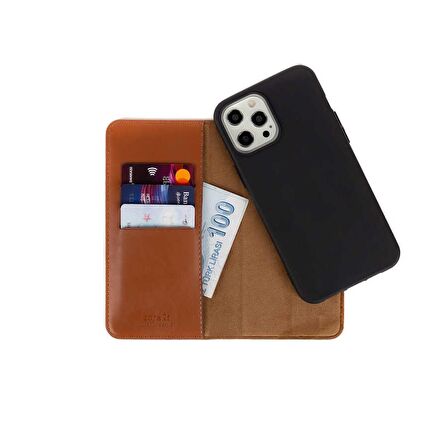 Smcase iPhone Xs Kılıf Multi Delüxe Standlı Kartlıklı 2-1 Cüzdan