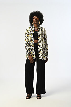 KADIN KARIŞIK DESENLİ OVERSİZE KESİM GÖMLEK