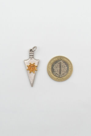 Ok Ucu Aslan Kolye - PU Deri İp Zincirli Unisex Gümüş Kaplama Kolye - 60 cm