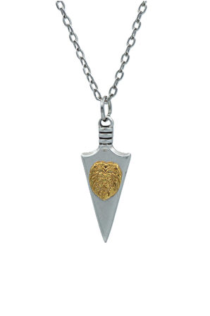 Ok Ucu Aslan Figürlü  Zincir Kolye - Gümüş Kaplama - Erkek Kadın Kolye - Kod:1601