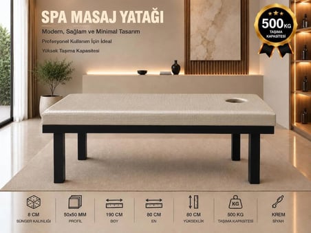 Masaj Yatağı 500 KG Taşıma Kapasiteli Sarsılmaz Krem Renkli