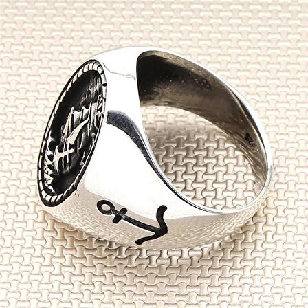 925 Ayar Gümüş Gemi ve Çapa Model Yüzük