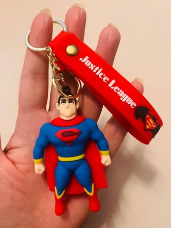 Superman 3D Silikon Anahtarlık Gold Metal Klipsli  Çanta & Araba Süsü