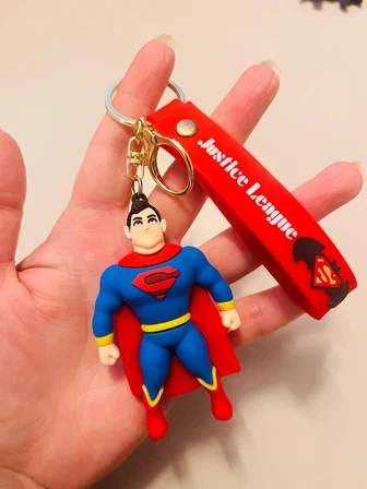 Superman 3D Silikon Anahtarlık Gold Metal Klipsli  Çanta & Araba Süsü