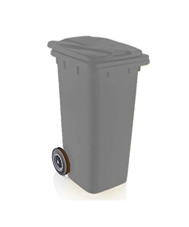 Omnipazar SY-6506 Eko Tekerlekli Kapaklı Plastik Çöp Konteyneri 120 lt Gri