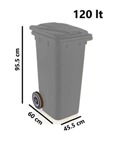 Omnipazar SY-6506 Eko Tekerlekli Kapaklı Plastik Çöp Konteyneri 120 lt Gri