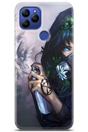 General Mobile Gm 21 uyumlu Girls 28 Baskılı Spray Boya ve Güvercinler