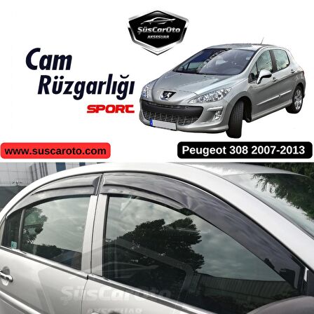 Peugeot 308 2007-2013 Uyumlu Mugen Cam Rüzgarlığı Seti Piano Black 4'lü İthal