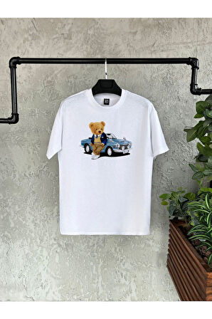 Car Bear Baskılı Siyah Erkek Tshirt