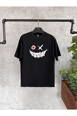 Smile Monster Baskılı Beyaz Erkek Tshirt