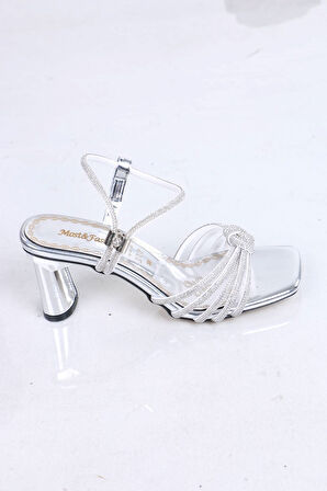 Darrels Gümüş Taşlı Topuklu Kadın Ayakkabı