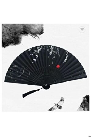 - Yelpaze Siyah Özel Hediye Kutusu Ile Bambu Şık Japon Lüks Özel Tasarım