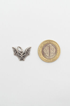 Minimalist Gotik Yarasa Kolye - Düz Ezme İthal Zincirli Unisex Gümüş Kaplama - 60 cm