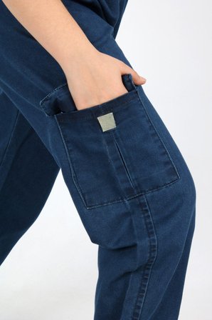 Kız Çocuk Lastik Bel Kargo Cep Rahat Günlük Jean Kot Pantolon