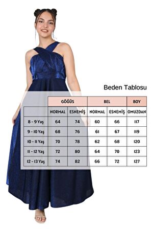 Kız Çocuk Simli Kumaş Astarlı Abiye Gece Mezuniyet Elbisesi