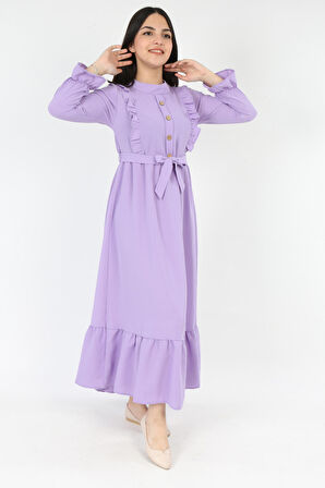 Kız Çocuk Airobin Keten Kumaş Rahat Boydan Elbise