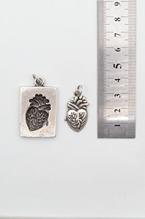 Anatomik Kalp Bulmaca Kolye - Düz Ezme İthal Zincirli Unisex Gümüş Kaplama - 60 cm