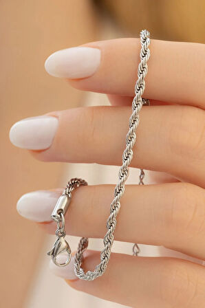 Kadın Çelik Bileklik - 3 Mm Burma Model Çelik Bileklik