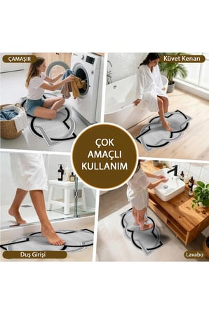 2 li Banyo Paspası, Yumuşak Banyo Halısı, Kaymaz Tabanlı, Yıkanabilir - 60x100 - 50 x60