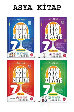 7.Sınıf Newton Yayınları Adım Adım Zirveye Matematik + Türkçe + Fen Bilimleri + Sosyal Bilimler Soru