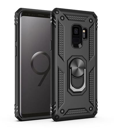 Smcase Samsung Galaxy S9 Kılıf Vega Yüzüklü Çift Katmanlı Tank Silikon
