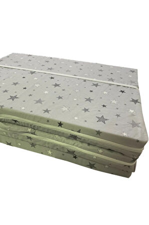 Katlanır Yer Yatağı Sünger Yatak Gri Yıldız 80x180 Cm-6 Cm Tek Kişilik