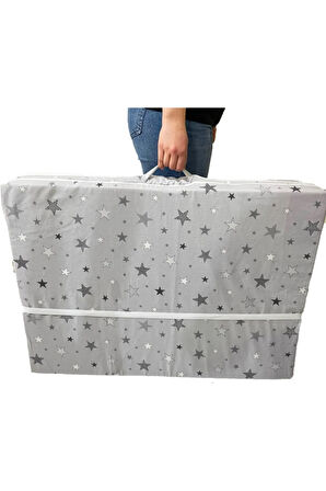 Katlanır Yer Yatağı Sünger Yatak Gri Yıldız 80x180 Cm-6 Cm Tek Kişilik