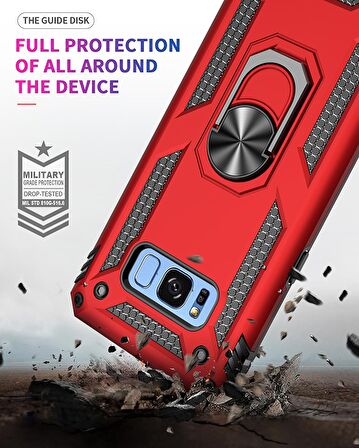 Smcase Samsung Galaxy S8 Kılıf Vega Yüzüklü Çift Katmanlı Tank Silikon