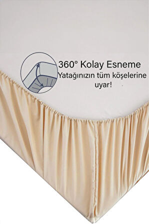 | Ranforce | Pamuklu Tek / Çift Kişilik Bej Lastikli Çarşaf | 14 Renk | Fıtted |
