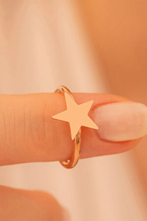 Kadın Gümüş Yüzük - El İşçiliği Yıldız Motifli Zirkon Taşlı Kadın Yüzük