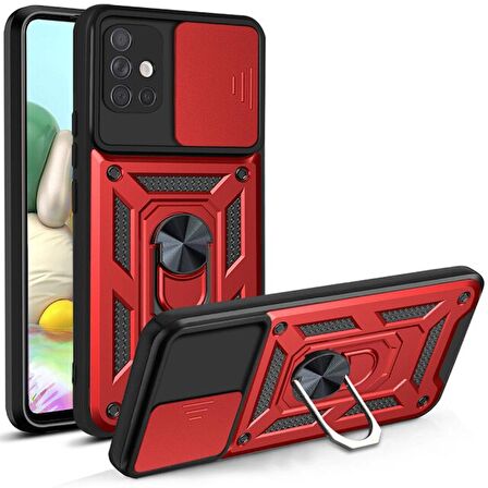 Smcase Samsung Galaxy A71 Kılıf Kamera Korumalı Yüzüklü Tank Pars Silikon