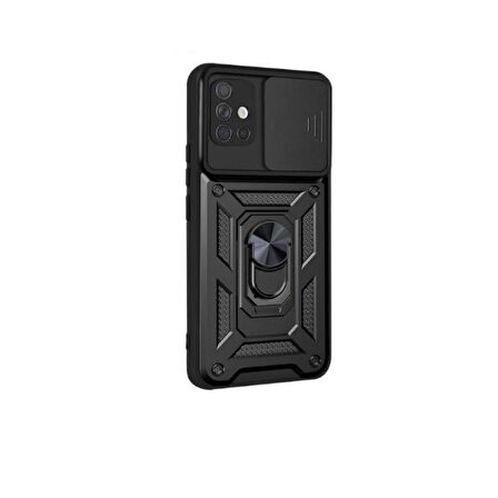 Smcase Samsung Galaxy A71 Kılıf Kamera Korumalı Yüzüklü Tank Pars Silikon