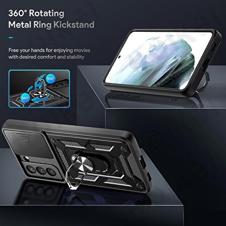 Smcase Samsung Galaxy S20 Fe Kılıf Kamera Korumalı Yüzüklü Tank Pars Silikon