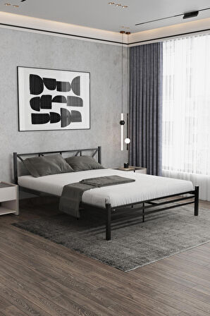 Çift Kişilik Metal Karyola, Çift Kişilik Ferforje Karyola, 160x200 Cm Genç Odası, Modüler Yatak