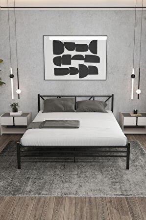 Çift Kişilik Metal Karyola, Çift Kişilik Ferforje Karyola, 160x200 Cm Genç Odası, Modüler Yatak