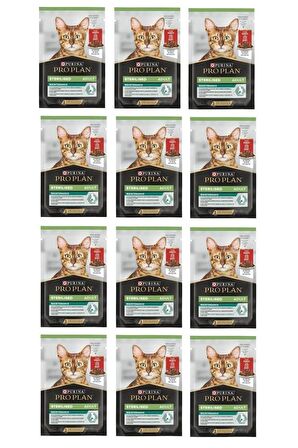 Pro Plan Pouch Sterilised Sığır Etli Yetişkin Kedi Maması 85 G - 12 Adet