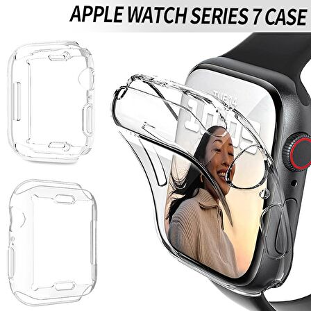 Smcase Apple Watch Uyumlu 41mm Tam Kapatan Şeffaf Silikon Ekran Koruyucu 