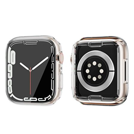 Smcase Apple Watch Uyumlu 41mm Tam Kapatan Şeffaf Silikon Ekran Koruyucu 