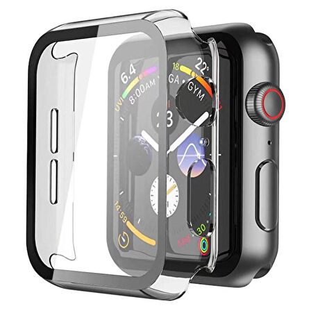 Smcase Apple Watch Uyumlu 45mm Tam Kapatan Sert Şeffaf Silikon Ekran Koruyucu 