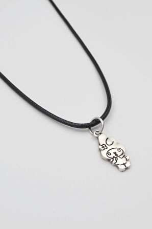 Sanrio My Melody Kolye - Sevimli PU Deri İp Zincirli Unisex Gümüş Kaplama - 60 cm