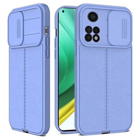 Gpack Xiaomi Mi 10T  Kılıf Kamera Sürgülü Deri Dokulu Mat Silikon